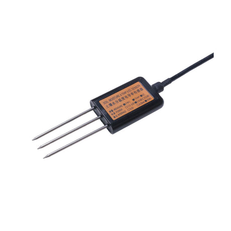 Seeed Studio S-Soil MTEC-02 industrial RS485 3-in-1 sensor measuring soil moisture, temperature, and electrical conductivity.