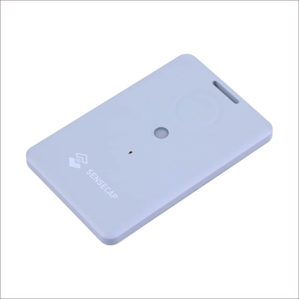 Seeed Studio SenseCAP T1000 LoRaWAN Card Tracker with GPS, WiFi, and BLE for indoor and outdoor asset tracking.