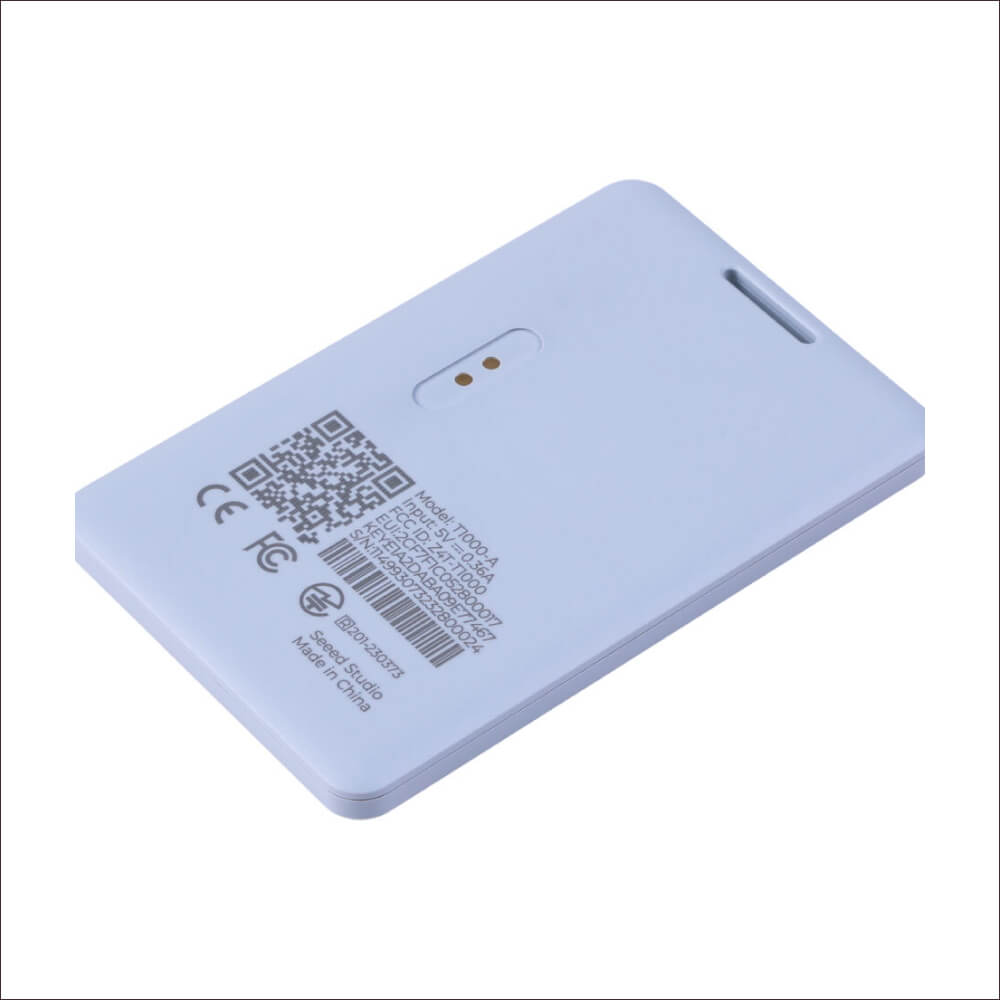 Seeed Studio SenseCAP T1000 LoRaWAN Card Tracker with GPS, WiFi, and BLE for indoor and outdoor asset tracking.