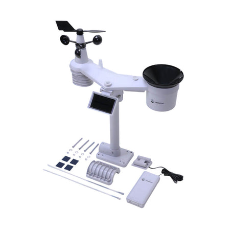 SenseCAP S2120 LoRaWAN 8-in-1 weather sensor monitoring air temperature, humidity, wind, and solar radiation.