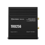 Teltonika TRB256 industrial M2M gateway featuring NB-IoT, LTE-M, 450MHz support, and multiple industrial interfaces.