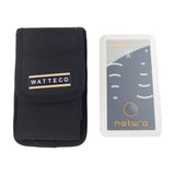 Watteco Netw'O LoRaWAN network quality tester with LED indicators and smartphone application interface.