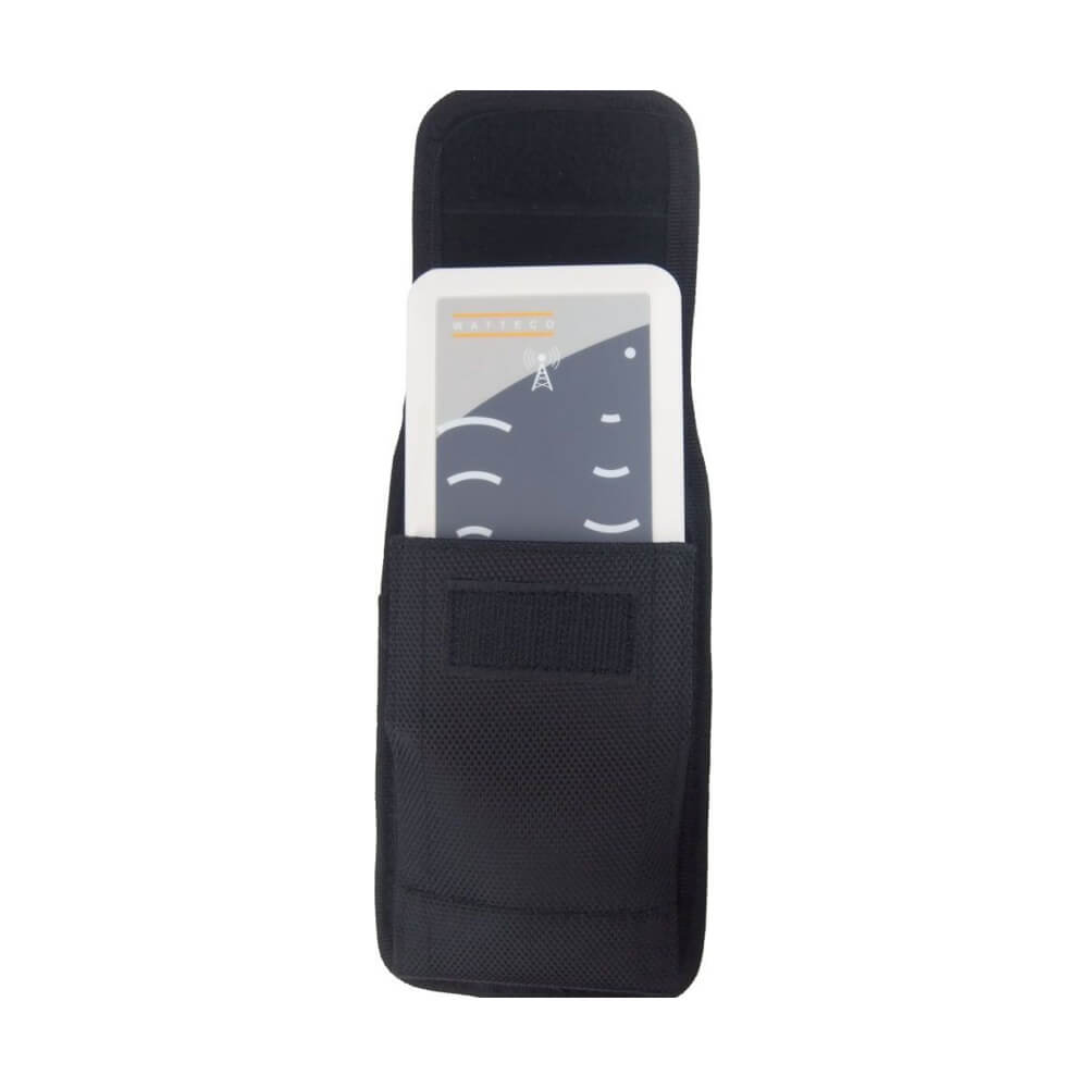 Watteco Netw'O LoRaWAN network quality tester with LED indicators and smartphone application interface.