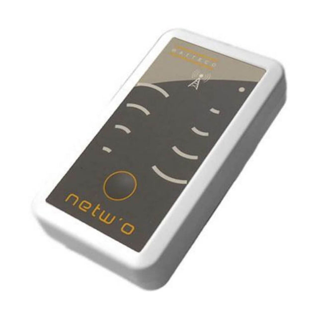 Watteco Netw'O LoRaWAN network quality tester with LED indicators and smartphone application interface.