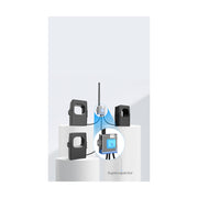 Milesight CT3xx series smart current transformer showing split-core clamps and transceiver for 3-phase LoRaWAN energy monitoring.