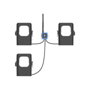 Milesight CT3xx series smart current transformer showing split-core clamps and transceiver for 3-phase LoRaWAN energy monitoring.