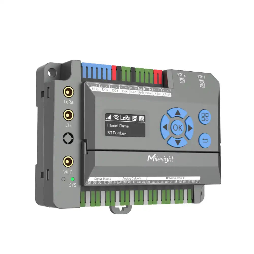 Milesight EG71 8-Channel LoRaWAN Building IoT Gateway with BACnet, KNX, Modbus and RS485 Interfaces for Smart Building Automation and BMS Integration.