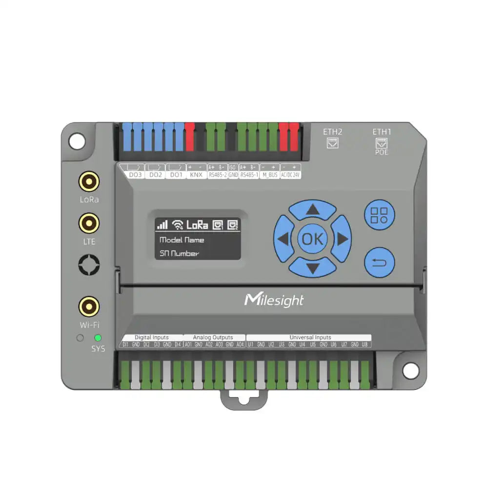 Milesight EG71 8-Channel LoRaWAN Building IoT Gateway with BACnet, KNX, Modbus and RS485 Interfaces for Smart Building Automation and BMS Integration.