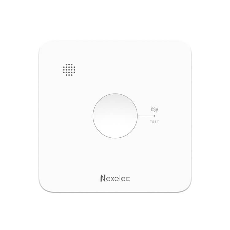 Nexelec Origin connected LoRaWAN smoke detector with 10-year battery life and photoelectric sensing technology.