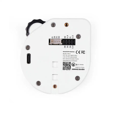 Seeed Studio SenseCAP Watcher W1-B Physical AI Agent with White Enclosure, ESP32-S3, Himax HX6538 AI Chip, 120° Camera, Touchscreen, Wi-Fi and Bluetooth for Smart Space Monitoring.