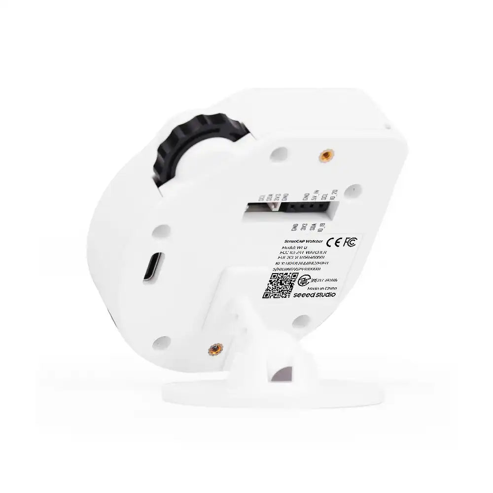 Seeed Studio SenseCAP Watcher W1-B Physical AI Agent with White Enclosure, ESP32-S3, Himax HX6538 AI Chip, 120° Camera, Touchscreen, Wi-Fi and Bluetooth for Smart Space Monitoring.